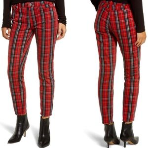 New Current/Elliott The Stiletto Tartan Skinny Cropped Jeans